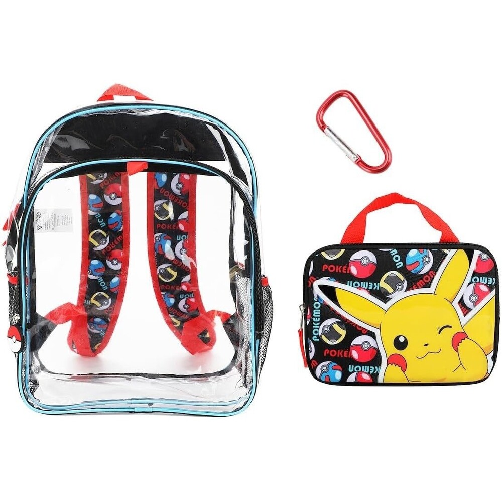 Bioworld Boys Pokémon Pikachu 3-Piece 16" Backpack Set with Padded Utility Case